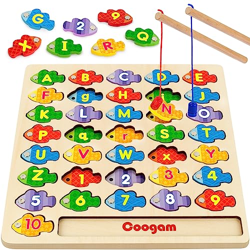 Coogam Magnetic Alphabet Numbers Fishing Game