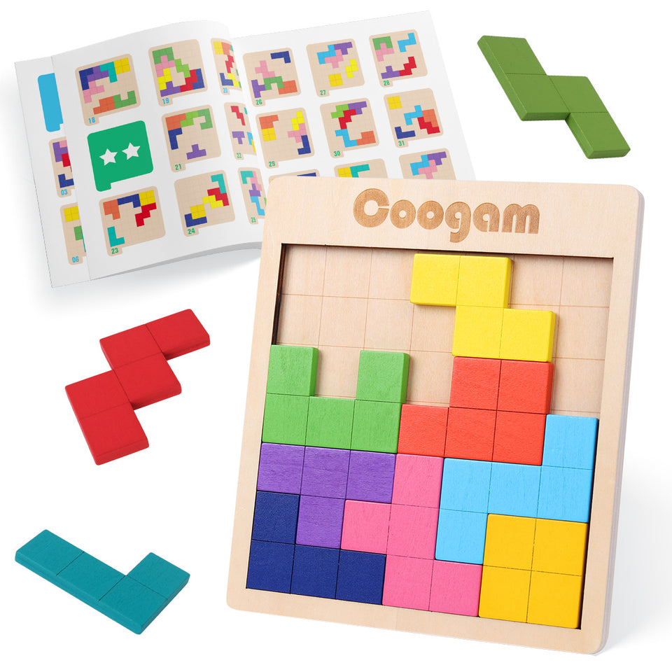 Wooden Puzzle Pattern Blocks Brain Teasers