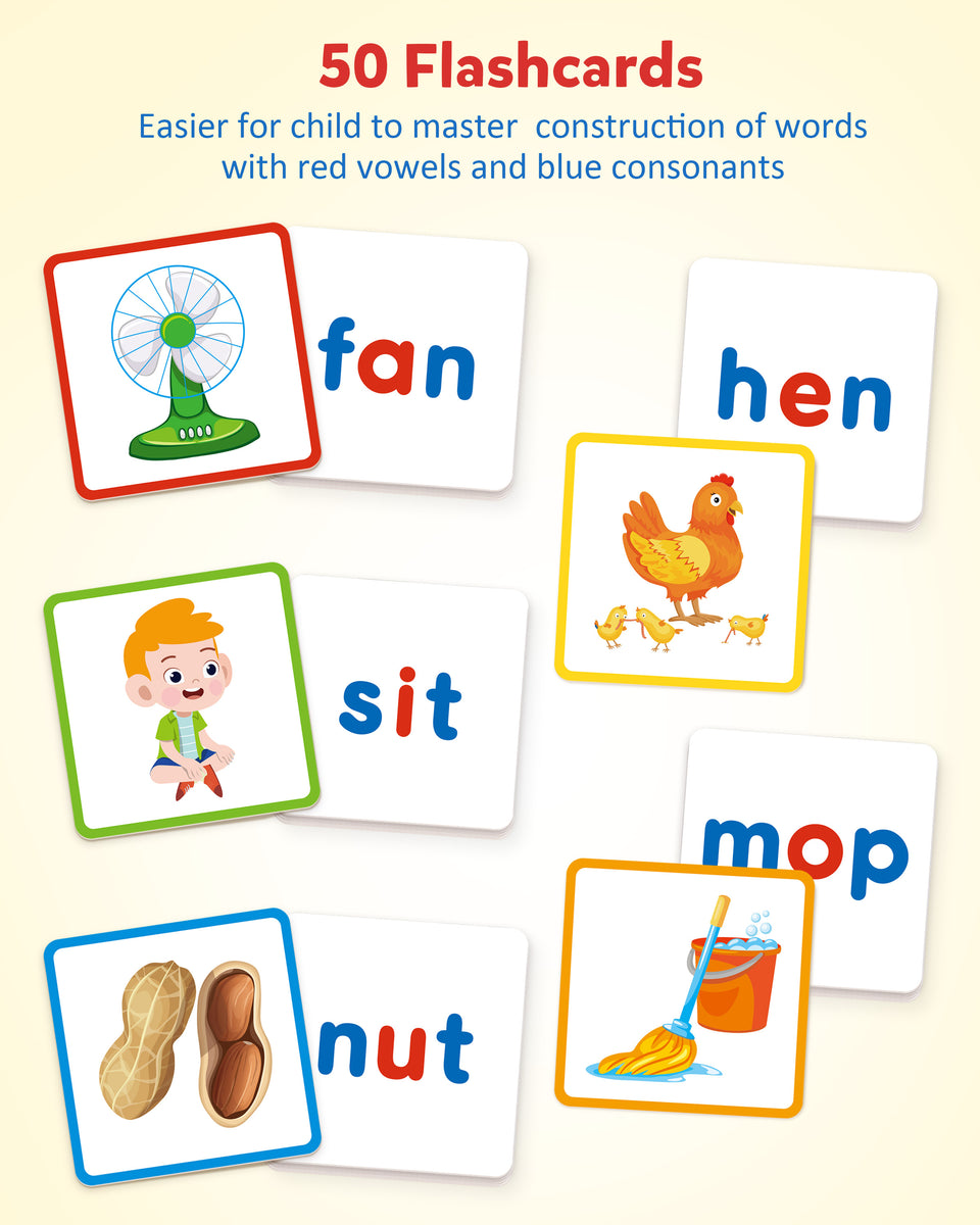 Coogam Wooden Short Vowel Reading Letters Sorting Spelling Games