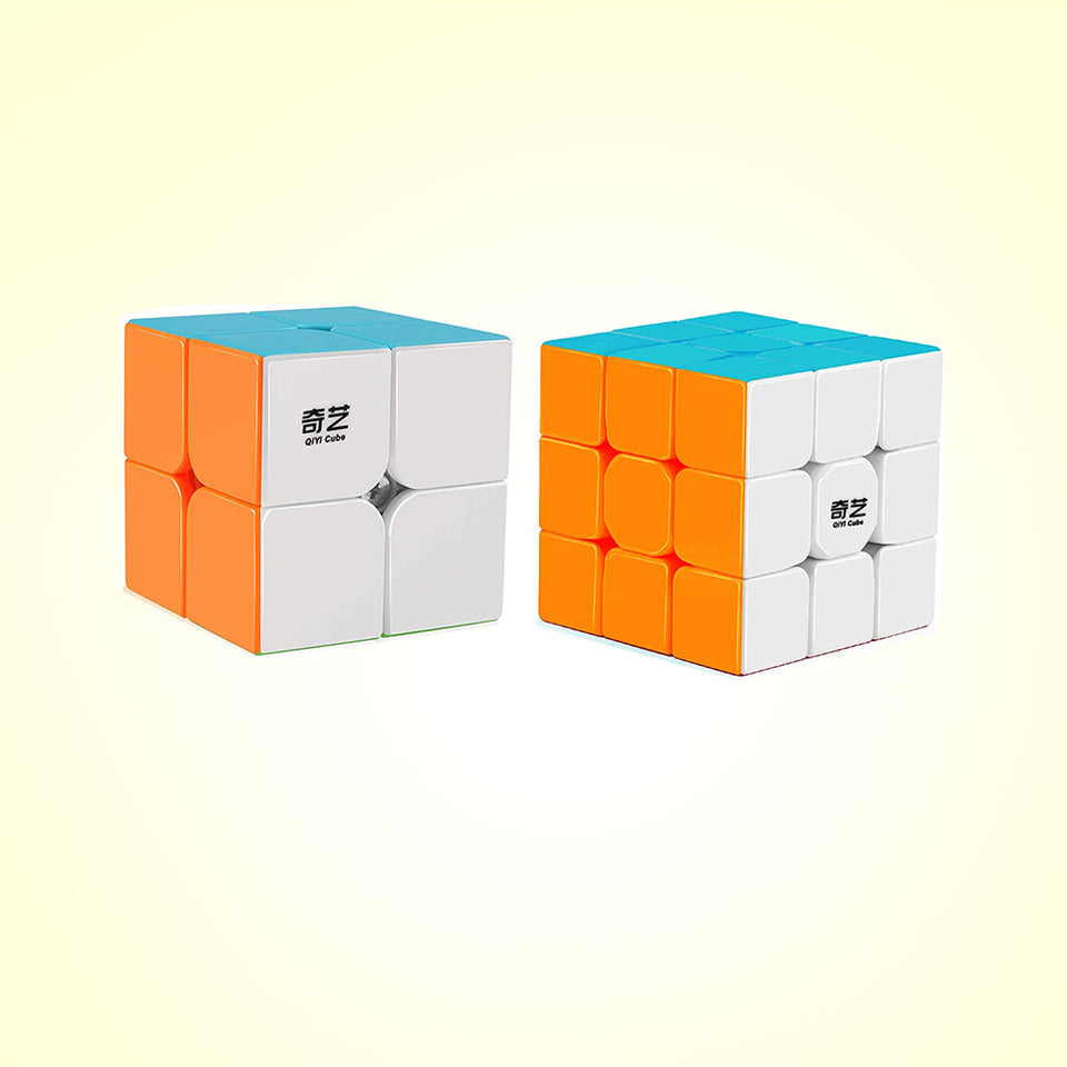 Coogam Qiyi Speed Cube Bundle 2x2 3x3 Magic Cube Set Qidi s 2x2 Warrior W 3x3 Stickerless Puzzle Toy Pack