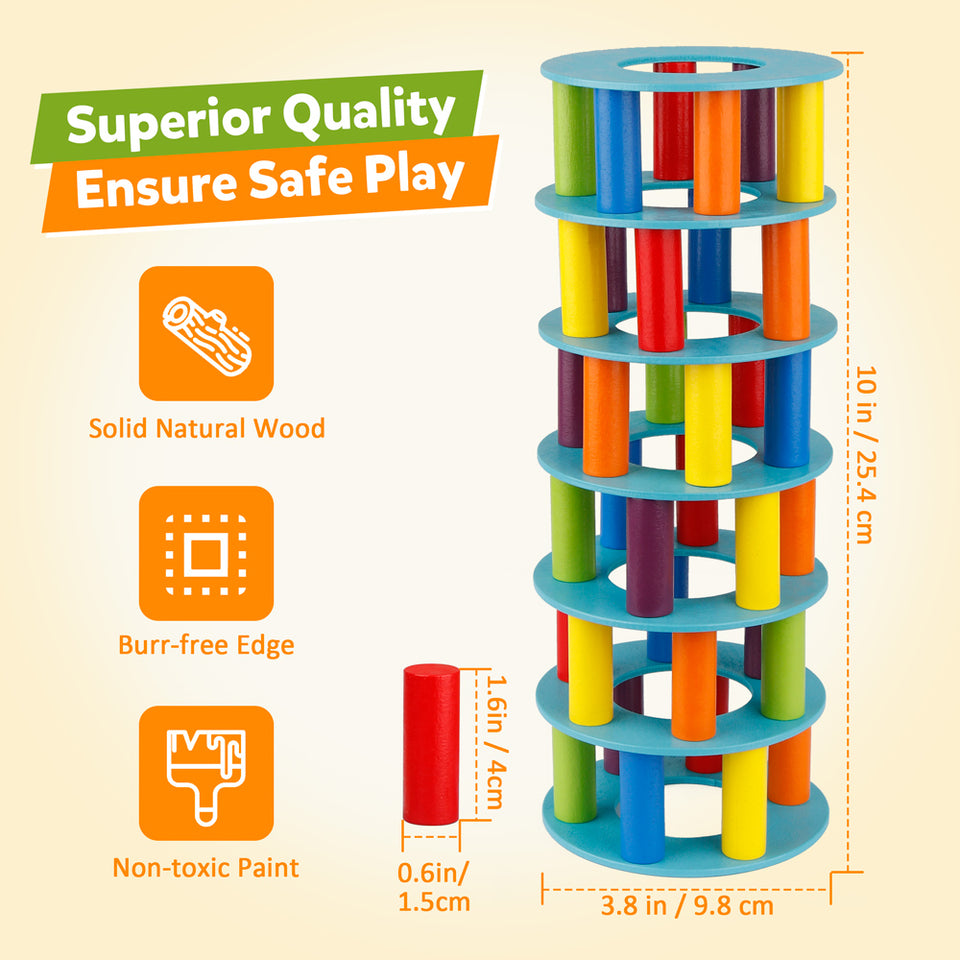 Wooden Tower Stacking Game