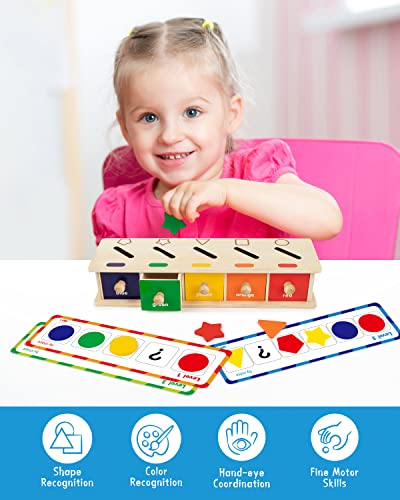 Coogam Montessori Toys Wooden Color Shape Sorting Box