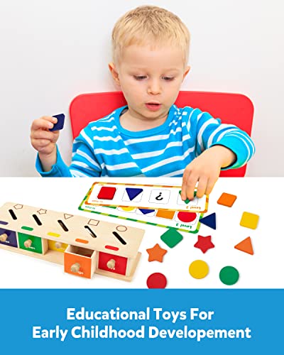 Coogam Montessori Toys Wooden Color Shape Sorting Box