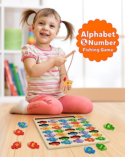 Coogam Magnetic Alphabet Numbers Fishing Game