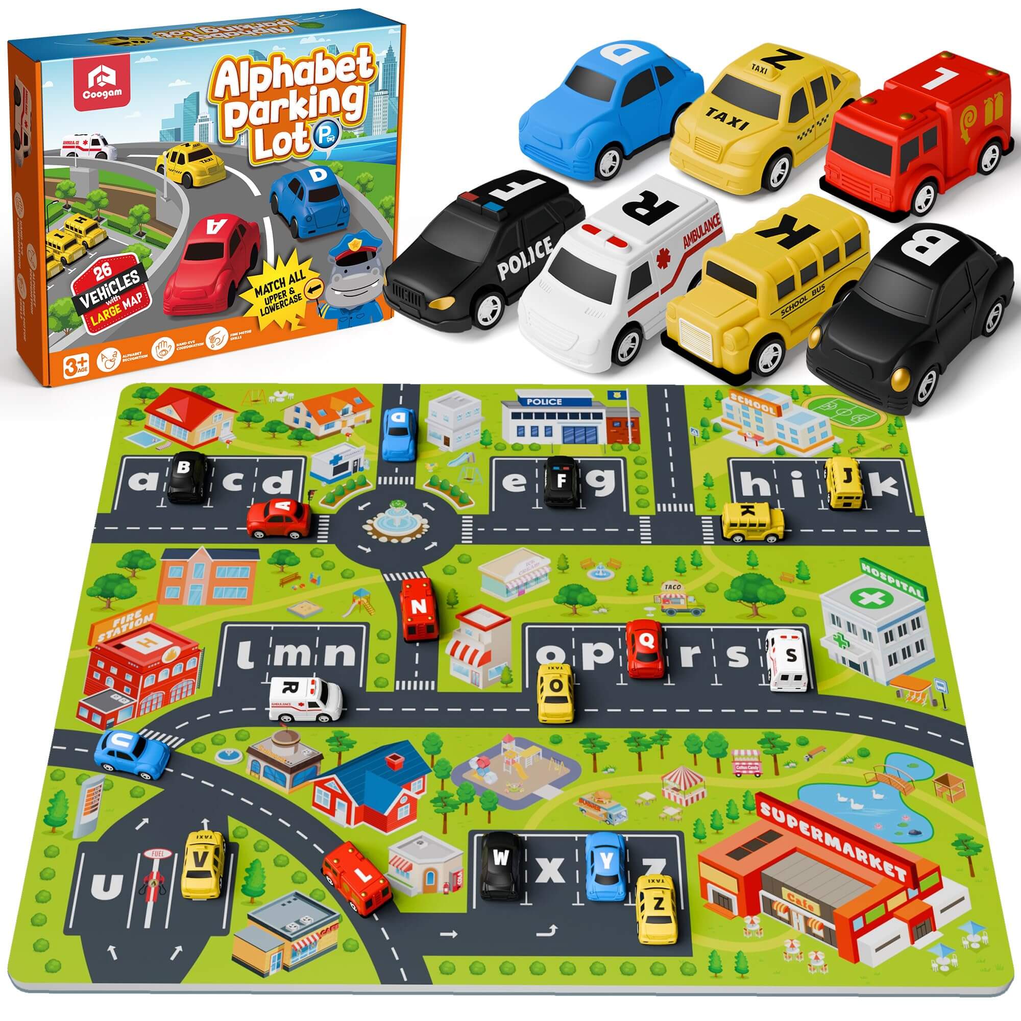 Pull Back Car With Play Mat Preschool Letter Matching Game Coogam Pull back car with play mat preschool letter matching game coogam