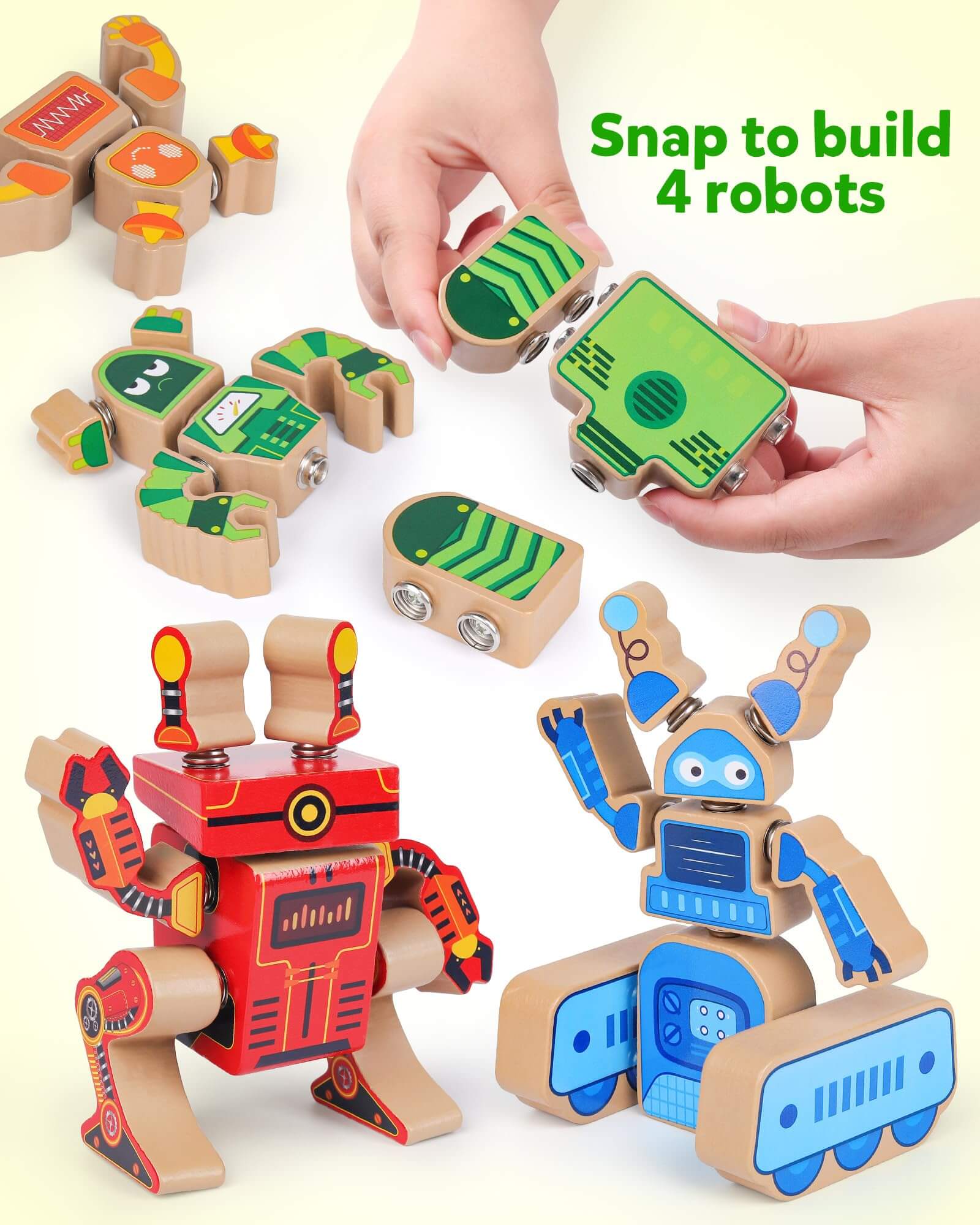 Wooden Snap Together Robot Builders – Coogam - Main Image