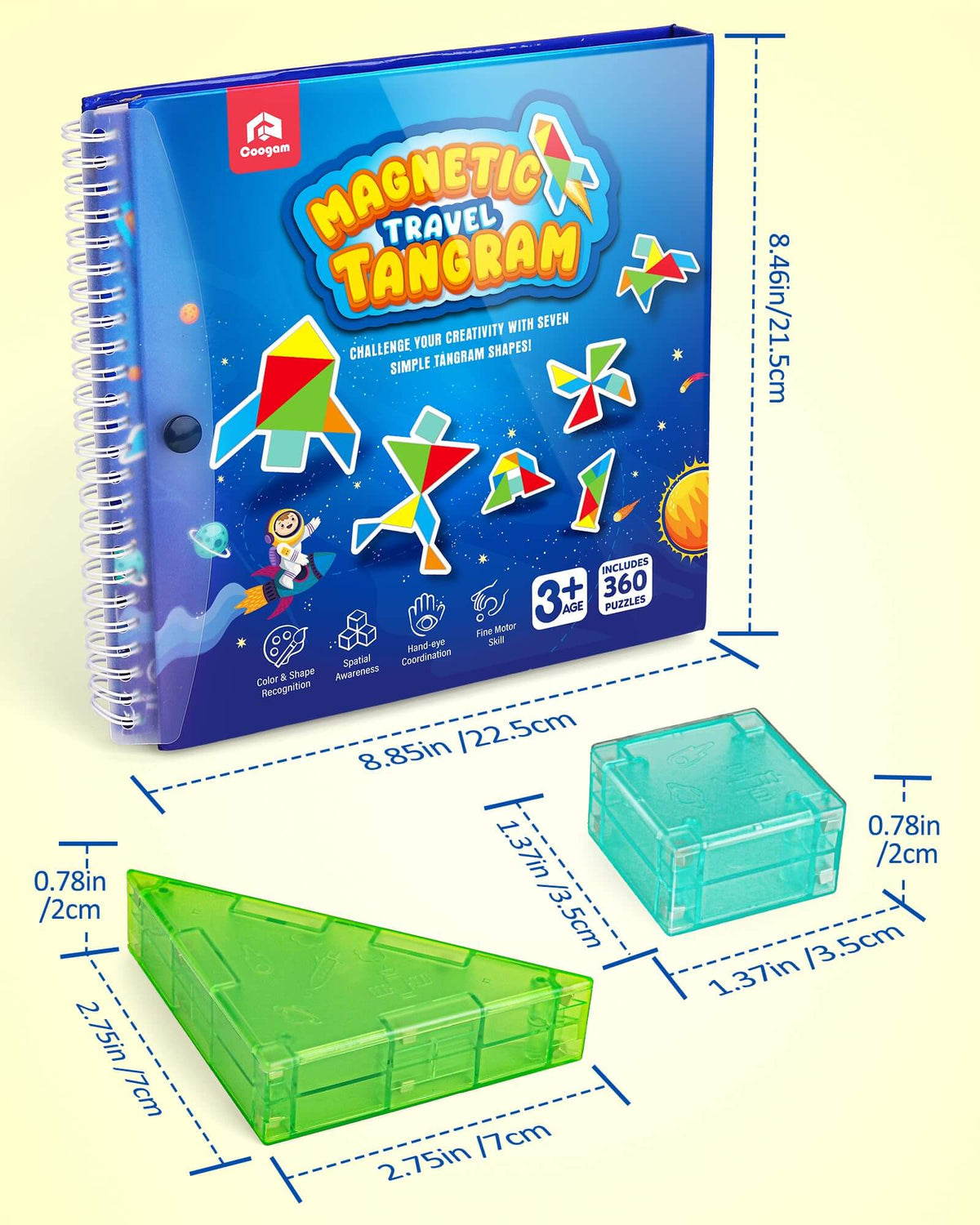 Magnetic Travel Tangram Puzzle with 3D Building Blocks – Coogam