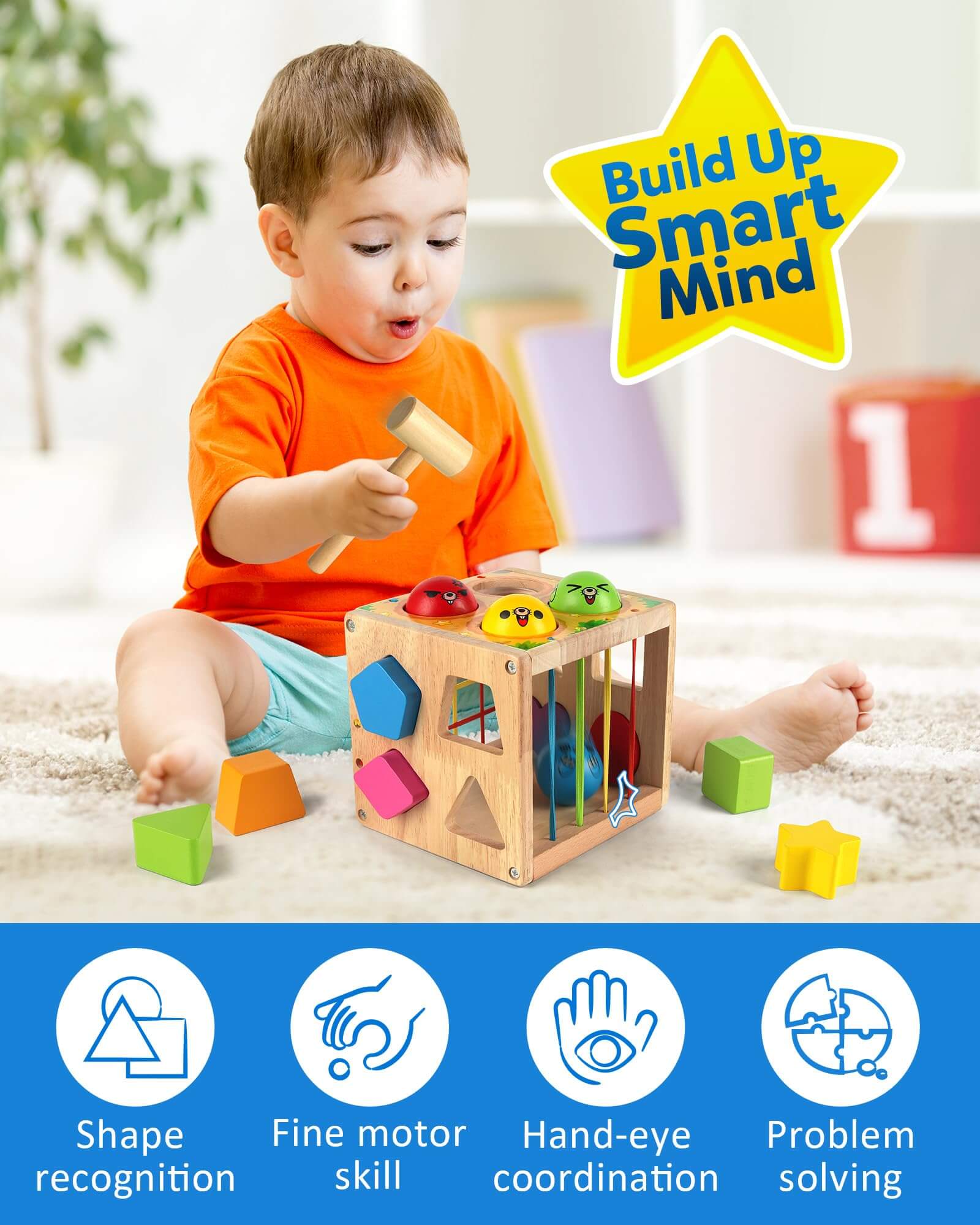 Mole Sorter Cube Wooden Shape Sorter – Coogam