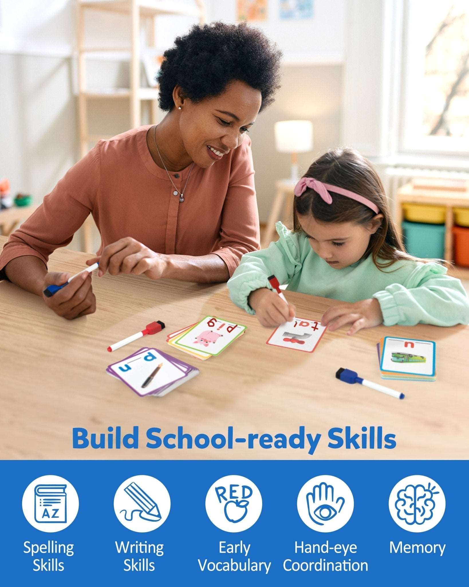 CVC Word Writing Cards, 120 Double Sided Handwriting Cards Short Vowel