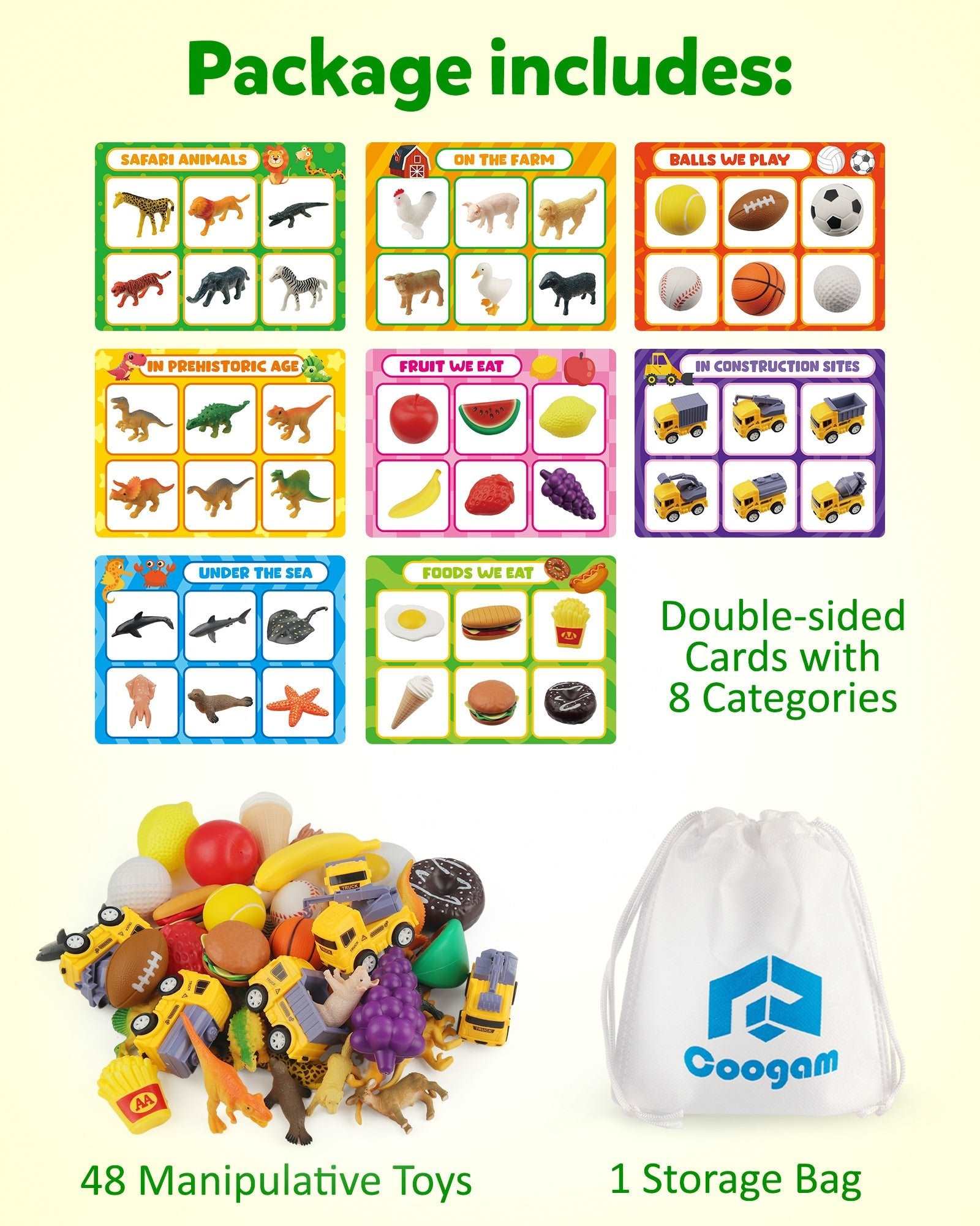 Sort These Things Theme Sorting ToyMulti-theme Sorting Toy: There are 6 wild animals, 6 ...