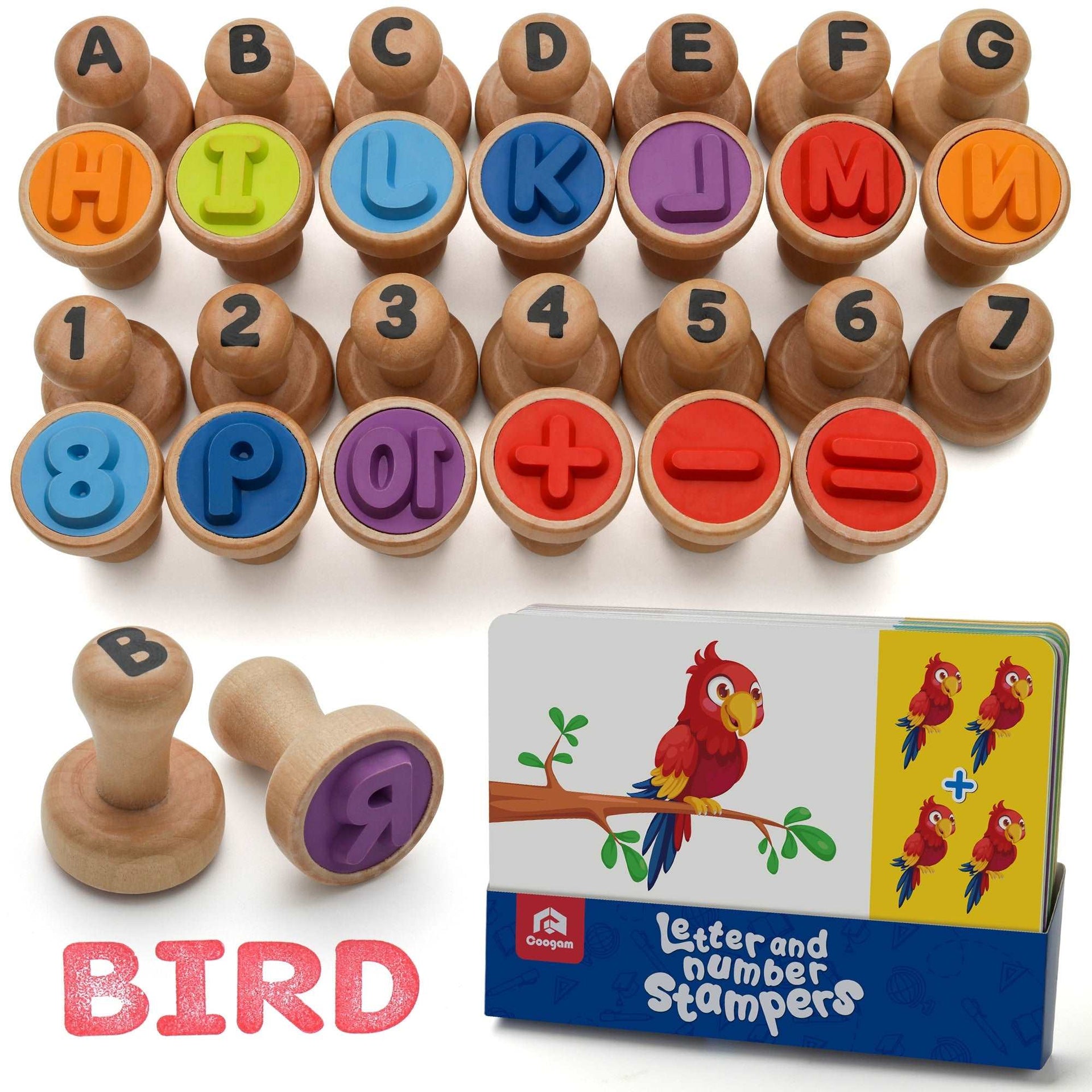 Wooden Alphabet Number Stamp Flashcard – Coogam display picture 1