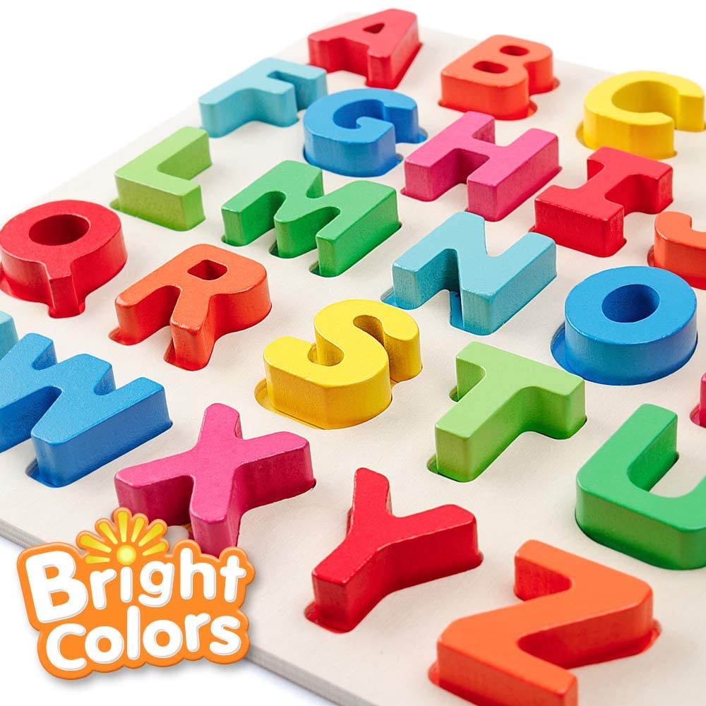 Puzzled Letters Wooden Alphabet Puzzle – Coogam