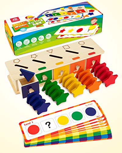 Wooden Color Shape Sorting Box Game – Coogam