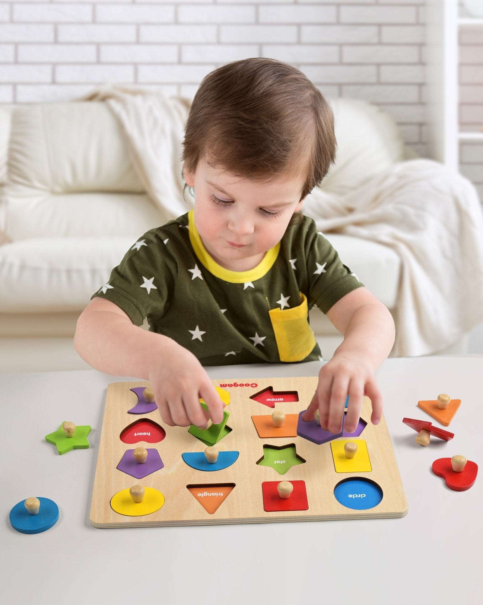 Wooden Shape Color Matching Puzzle – Coogam
