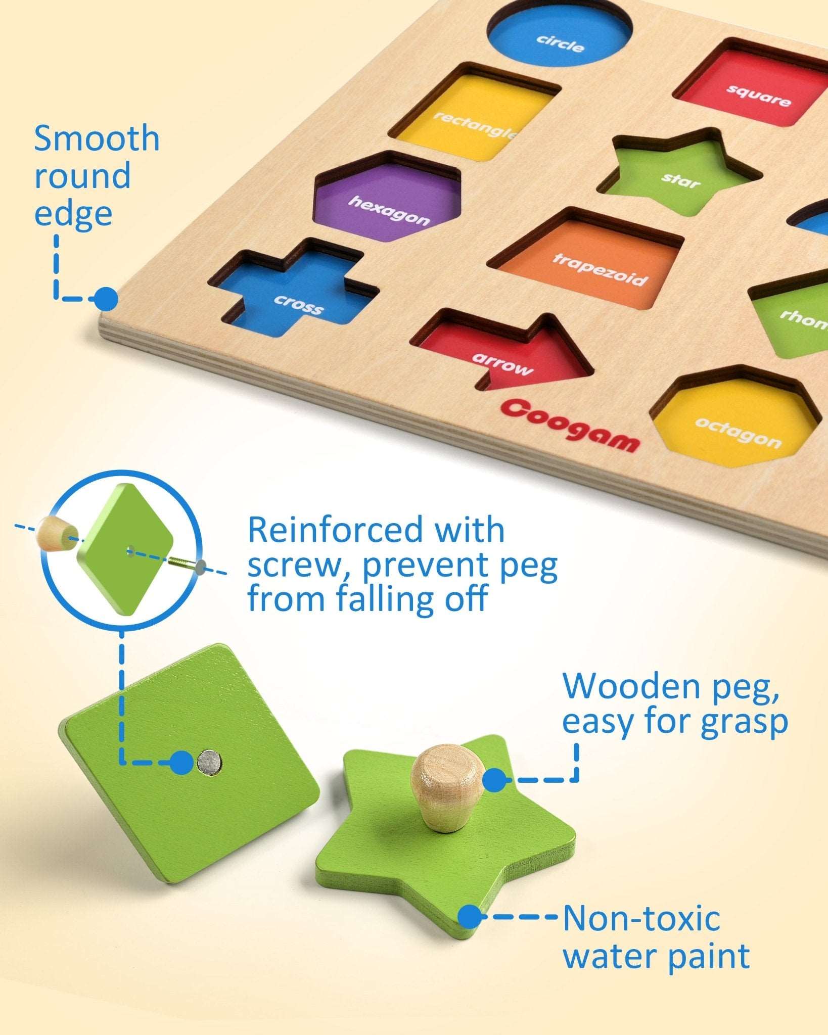 Wooden Shape Color Matching Puzzle – Coogam
