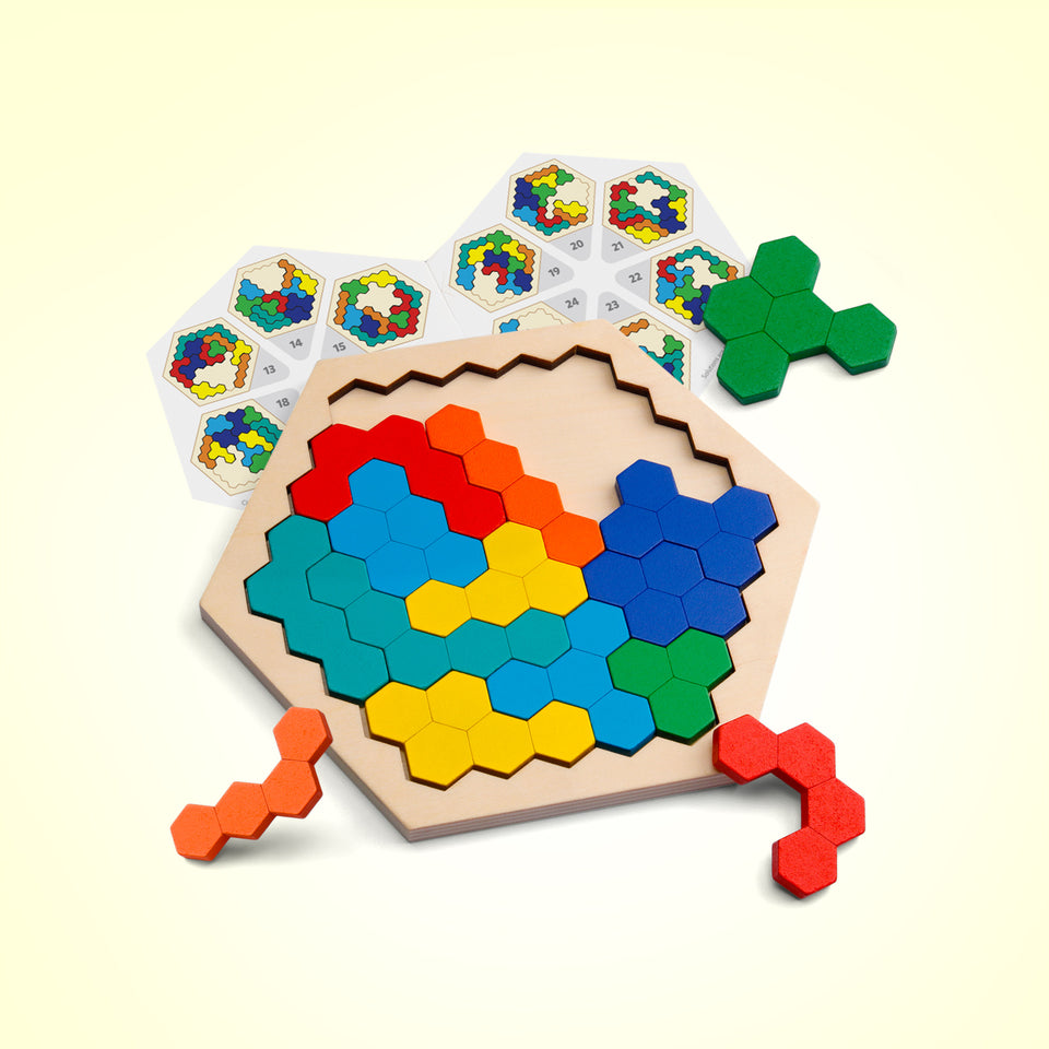Wooden Hexagon Puzzle for Kid Adults