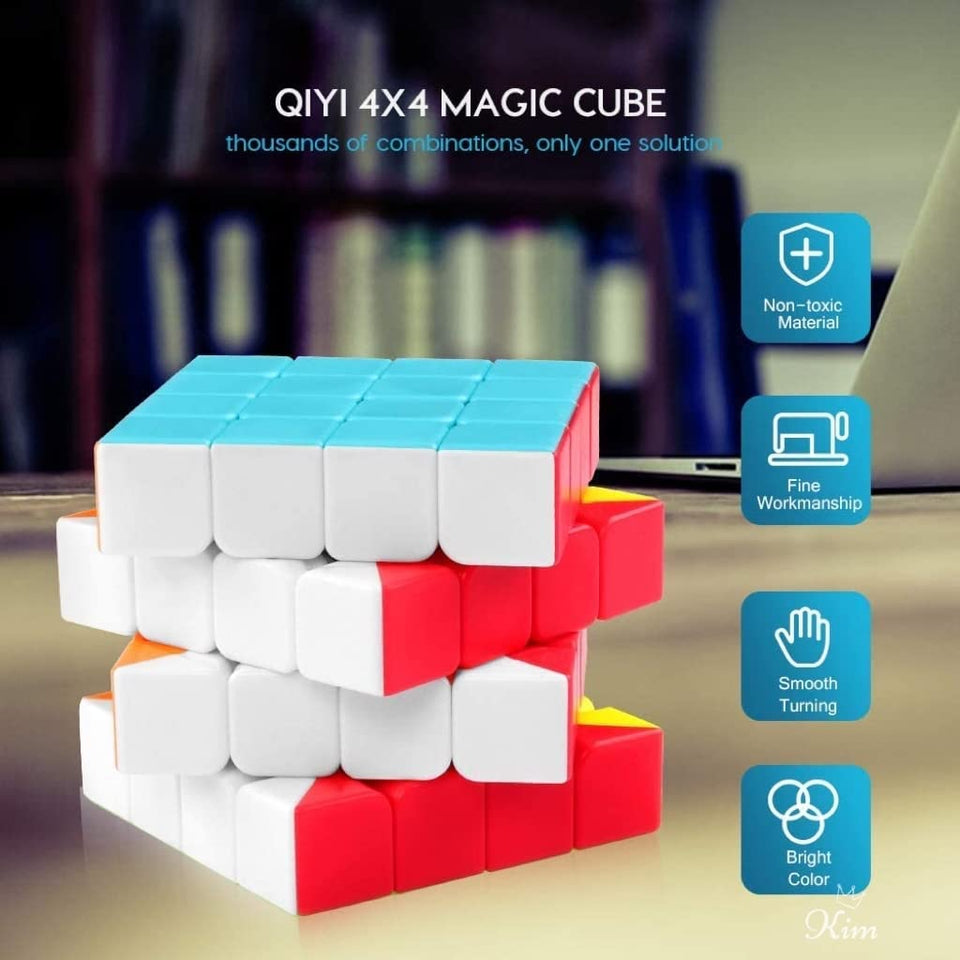 Coogam Qiyi 4x4 Speed Cube Stickerless Magic Puzzle Toy Gift for Kids and Adults Challenge (Qiyuan S Version)