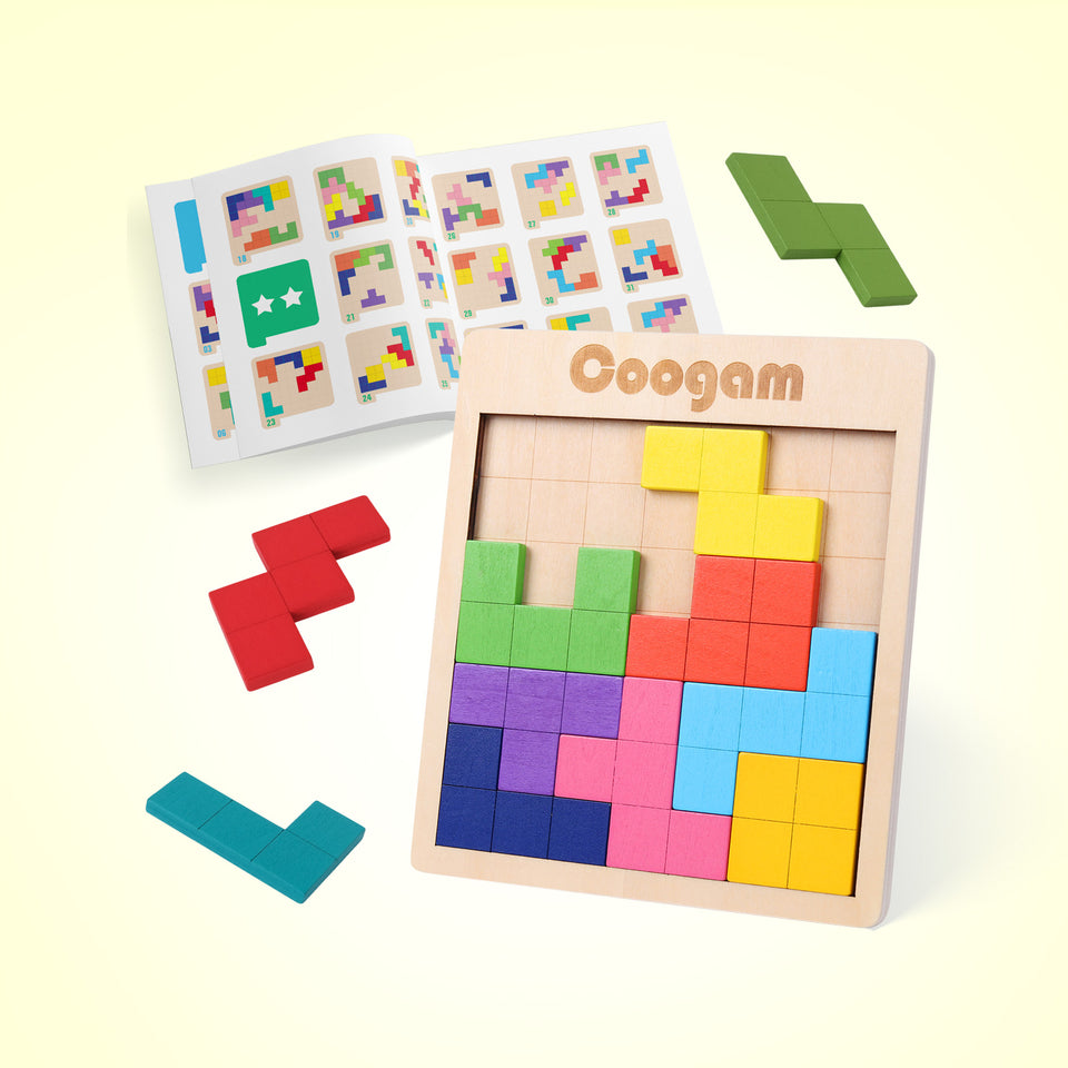 Wooden Puzzle Pattern Blocks Brain Teasers