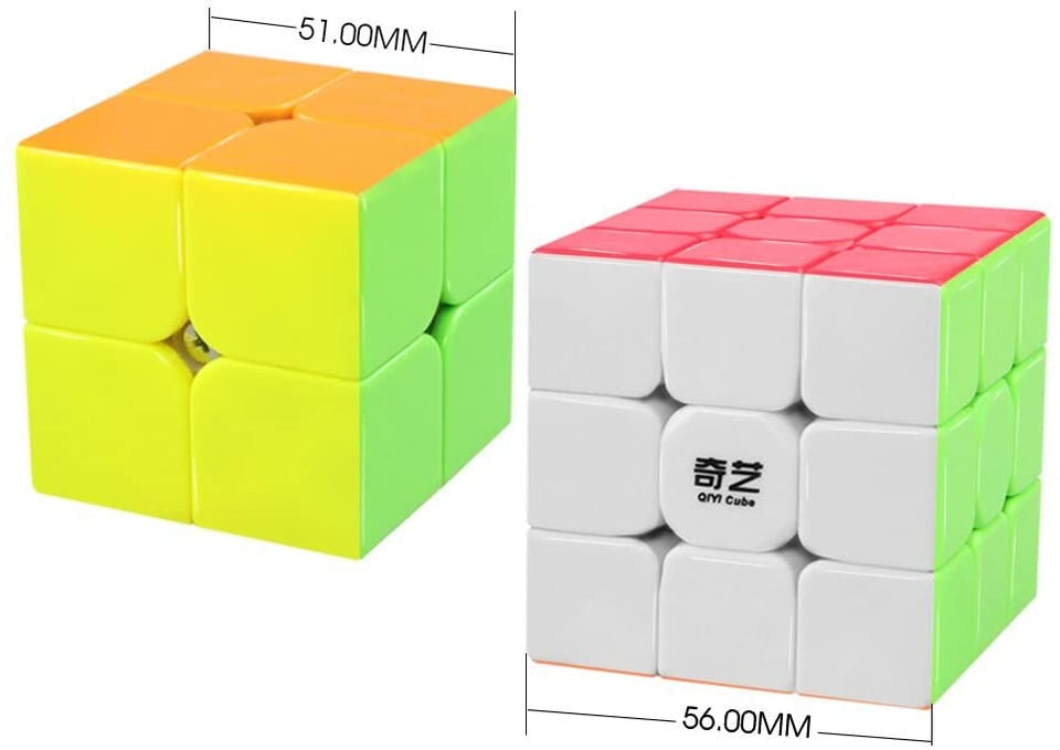 Coogam Qiyi Speed Cube Bundle 2x2 3x3 Magic Cube Set Qidi s 2x2 Warrior W 3x3 Stickerless Puzzle Toy Pack
