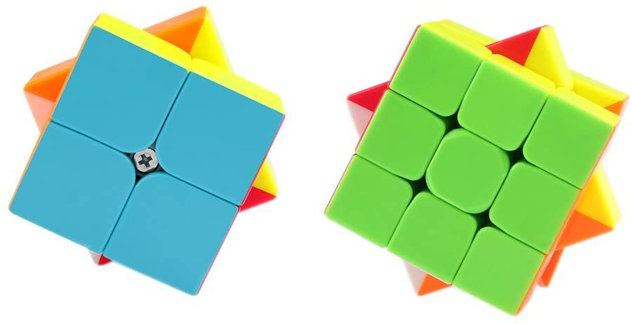 Coogam Qiyi Speed Cube Bundle 2x2 3x3 Magic Cube Set Qidi s 2x2 Warrior W 3x3 Stickerless Puzzle Toy Pack