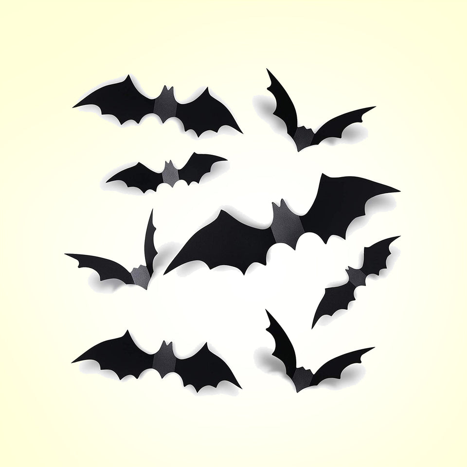 Coogam 60PCS Halloween 3D Bats Decoration 2021 Upgraded