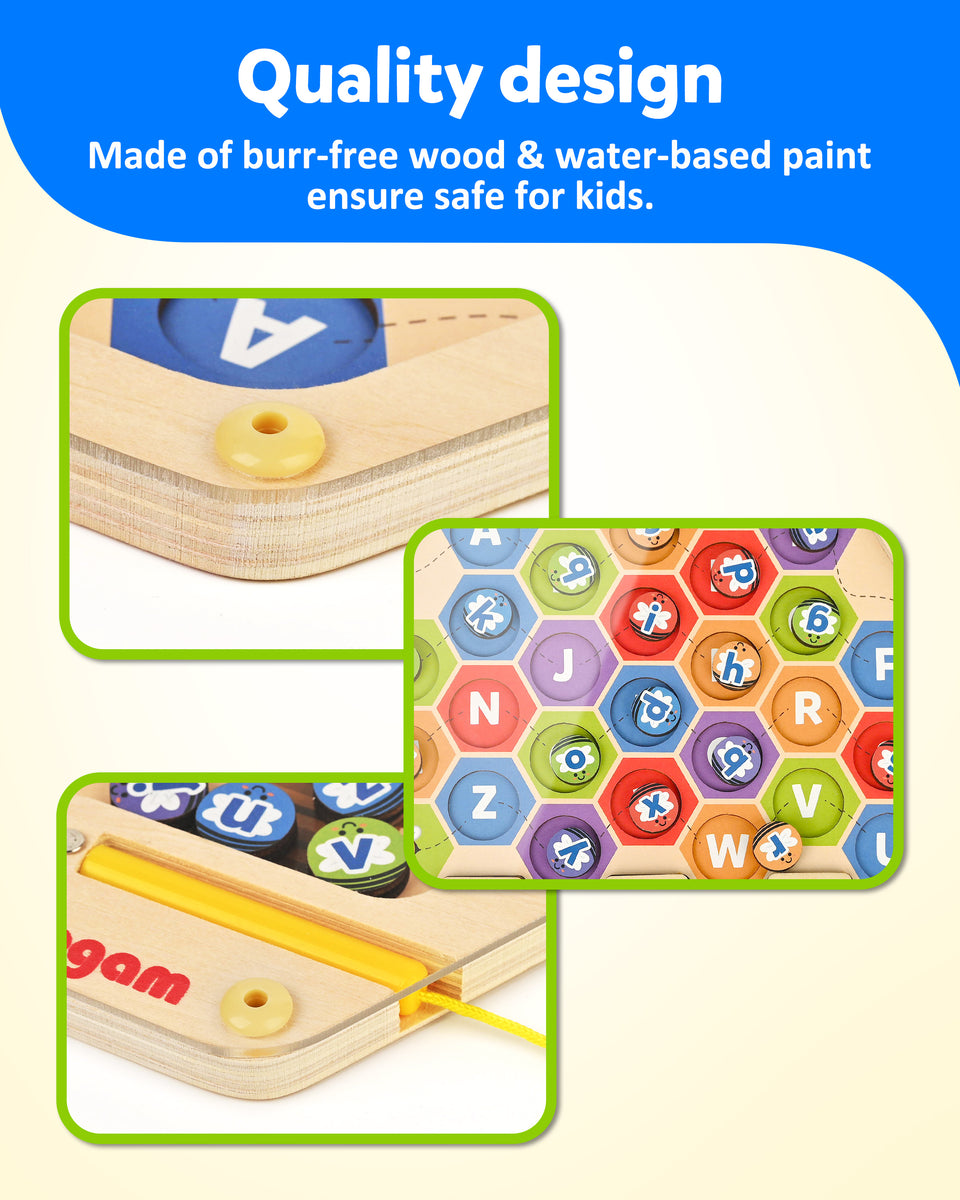 Coogam Magnetic Alphabet Maze Board Wooden ABC Letters