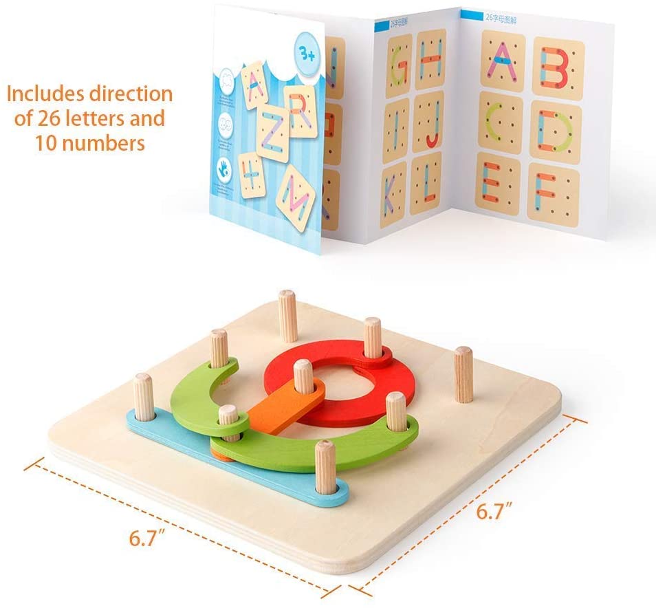 Wooden Letter Number Construction Puzzle – Coogam