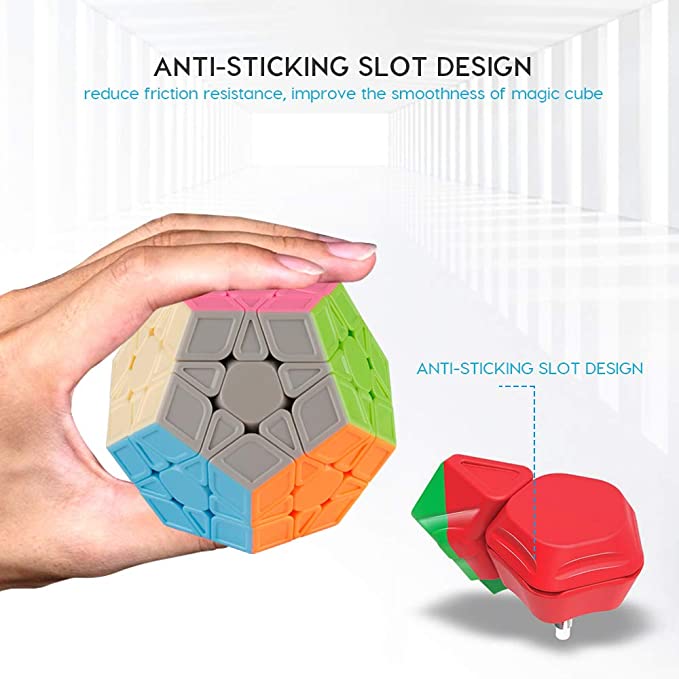 Coogam Qiyi Megaminx Cube Sculpted Stickerless 3x3 Pentagonal Dodecahedron Speed Cube Puzzle Toy (Qiheng S Version)
