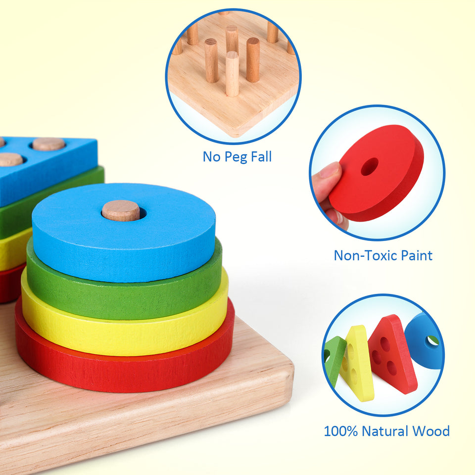 Wooden Sorting & Stacking Toys – Coogam