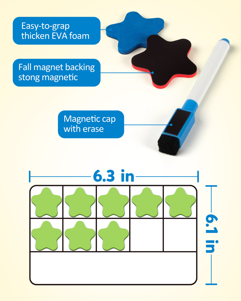 Coogam Magnetic Ten-Frame Set, Math Manipulative EVA Number Counting Games