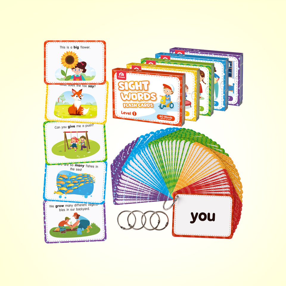 Coogam Sight Words Flashcards - 220 Dolch Sightwords Game with Pictures & Sentences